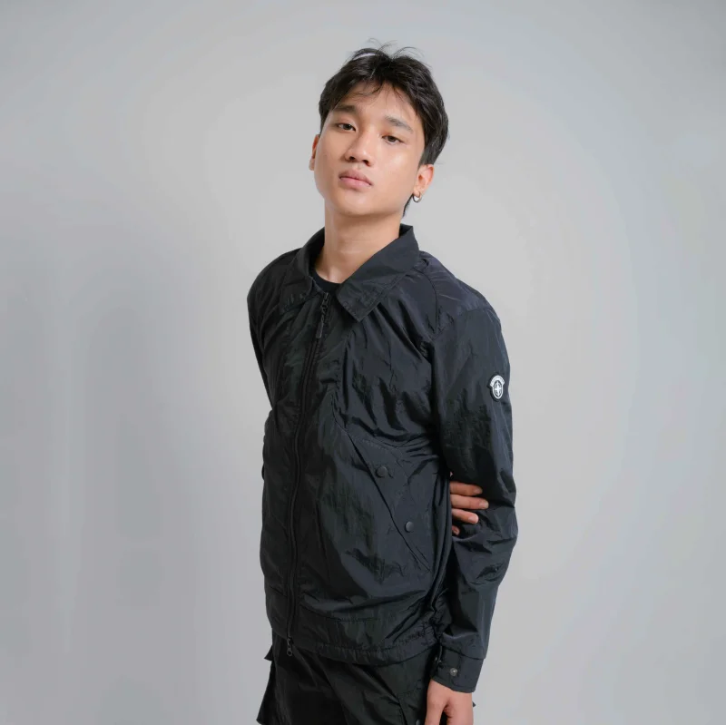 Overshirt Peruvian Black Nylon Crinkle
